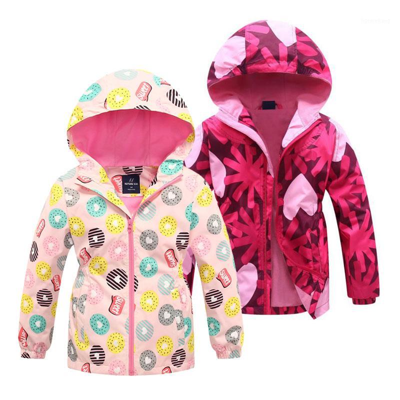 

Windproof Girls Jacket Spring Autumn Children's Flower Clothes Girls Coat Kids Polar Fleece Windbreaker Outerwear Hooded 3-12 Y1, Dark blue
