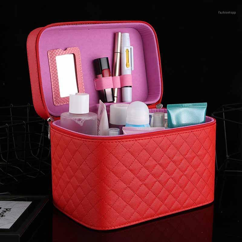 

Professional Cosmetic Box Diamond Lattice Makeup Organizer for Manicure Bolso Mujer Travel Large Storage Bag Suitcases WF2401, Random send