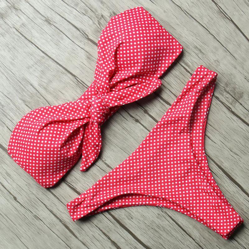 

Woman Bikini Swimsuit Swimwear 2020 Sexy Print Bow Tie High Cut Bikinis Set Two Piece Female Bathing Suit Swimming Wear 205211