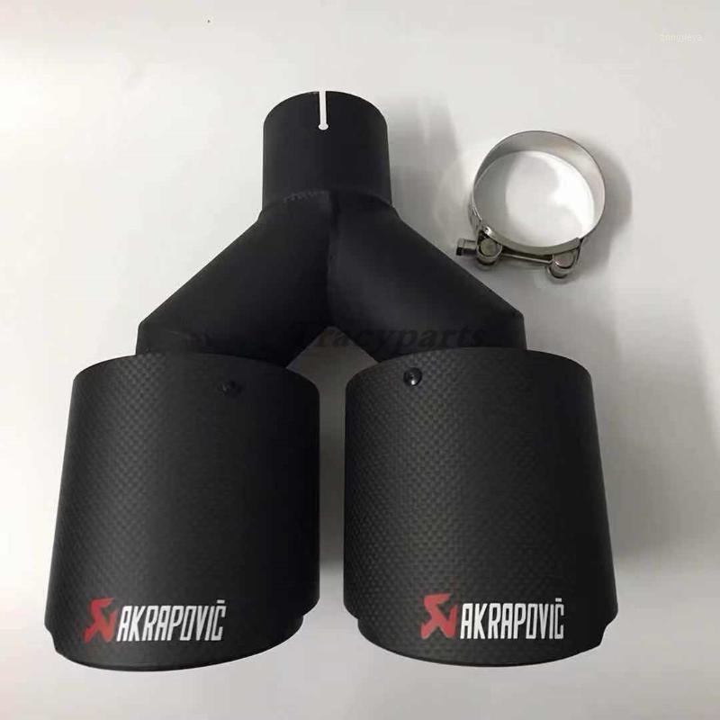 

1pcs Akrapovic 63MM IN 89MM OUT Universal Black Stainless steel + Carbon Fiber Muffler Exhaust Tail End Pipe tips1
