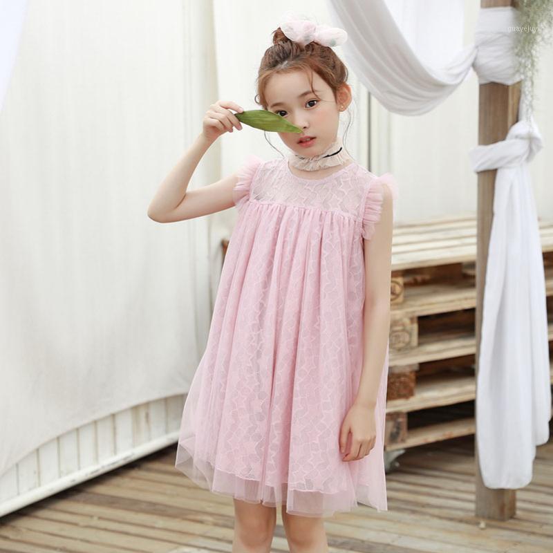 

YourSeason Korean Style Teen Girls Lace Mesh Princess Dress Cute Patchwork Pink Dresses For Girls New Summer Clothing1