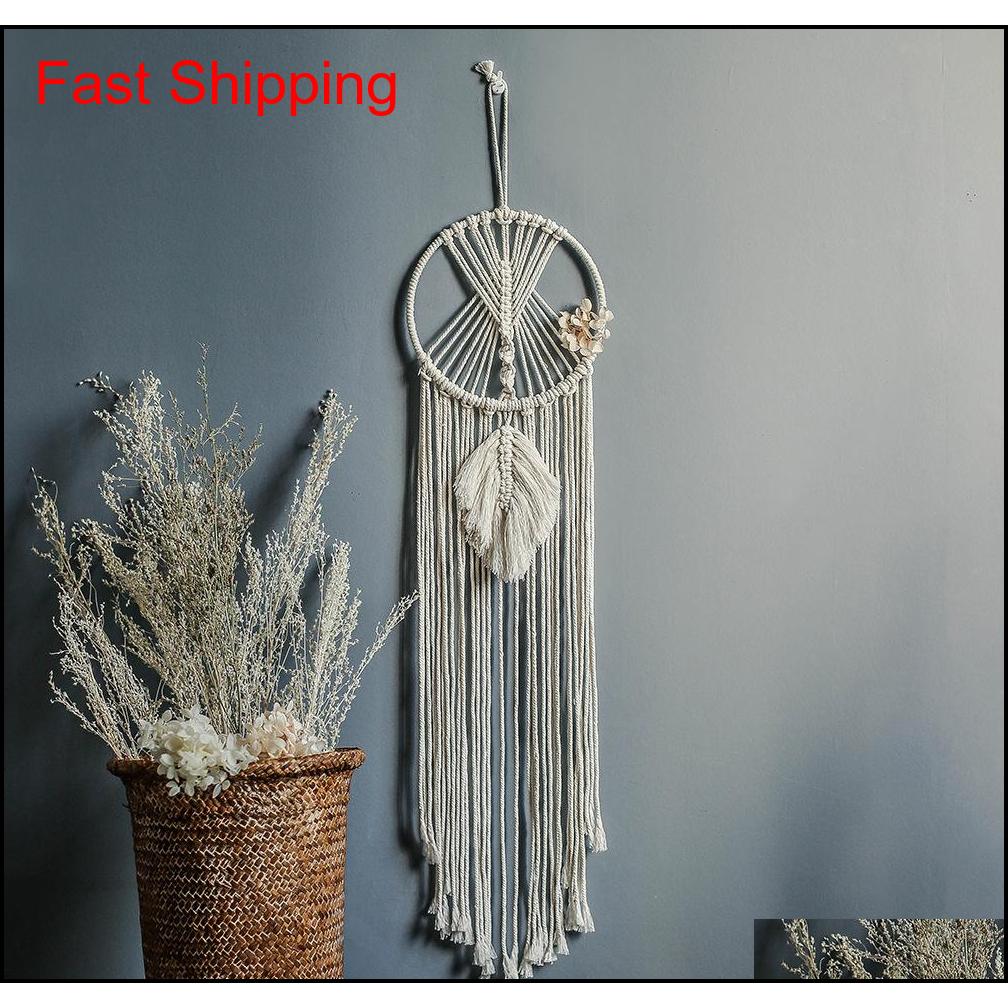 

Ins Chic Bohmian Wall Hanging Tapestry Leaves Hand-Woven Cotton Dreamcatcher Decorative Home Pendant Tapestry Boho Decor Macrame J9Ypv
