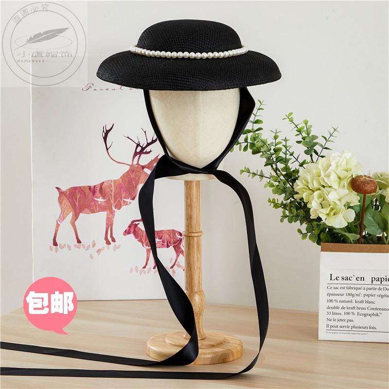 

30CM BIg Wedding Hat Velour Satin Lace Fascinator Hat Headawear Women Party Show Photo Shoot Vintage Bonnet Cap Hair Accessories, Beige satin