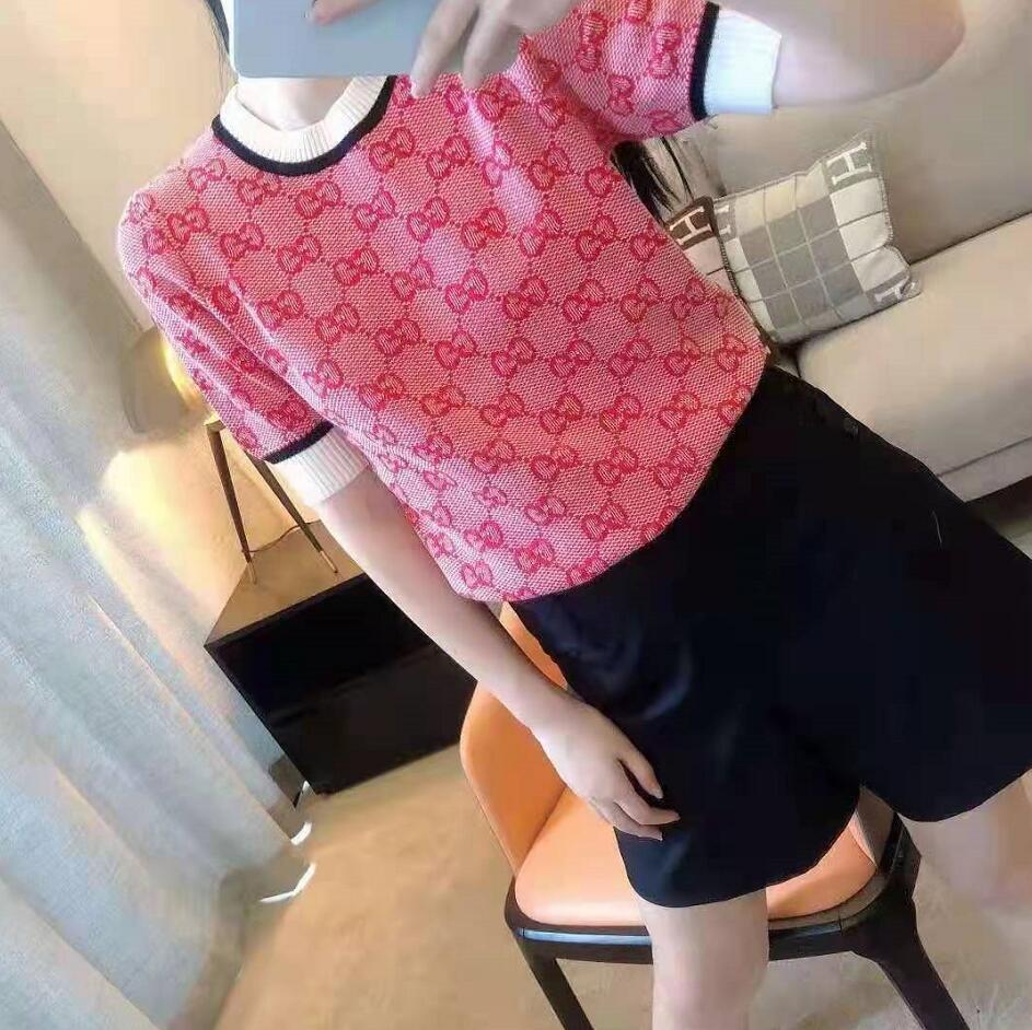 

New Knitted T Shirt Women Summer O-Neck Short Sleeve T-shirt Female Striped Casual Tops Tee Shirt Women' Clothing, 03