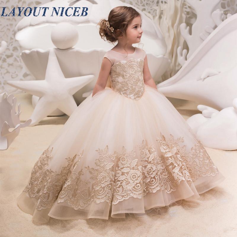 

O Neck Backless Flower Girls Dresses for Weddings Lace Appliques Real Photos First Communion Dress Girls Pageant1, Ivory