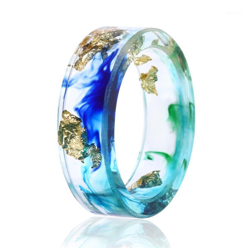 

2020 Resin Ring For Women Gold Foil Paper Inside Round Statement Finger Ring Female Handmade Jewelry Wedding Party Lovely Gifts1