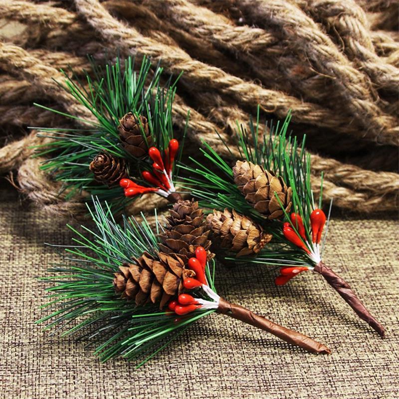 

10PCS Christmas Branches Mini Pine Cone Realistic Artificial Branches Fake Stems Christmas Tree Decorations DIY Accessories
