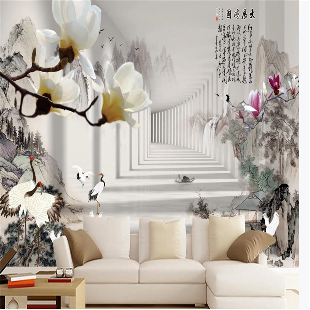 3d stereoscopic wallpaper 3d Chinese painting Chinese painting stereo TV background wall decorative painting-image-631344810