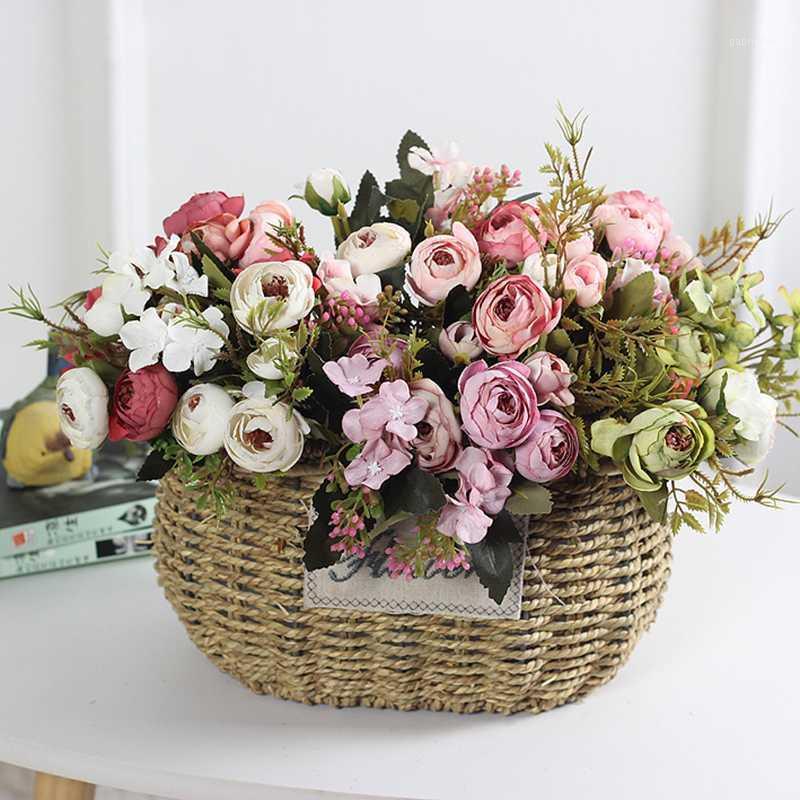 

autumn fake rose silk flower fall Gerbera Daisy artificial plastic flower for wedding home accessories decoration room decor1, White