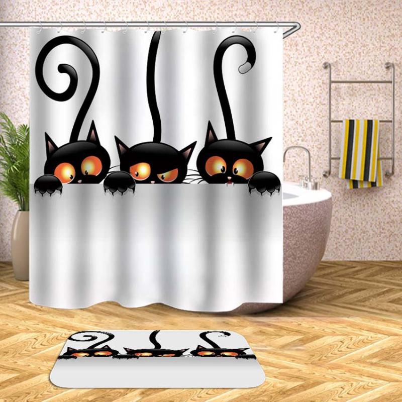

Cartoon Animals Shower Curtain Waterproof Bath Curtains for Bathroom Bathtub Bathing Cover Extra Large Wide 12pcs Hooks