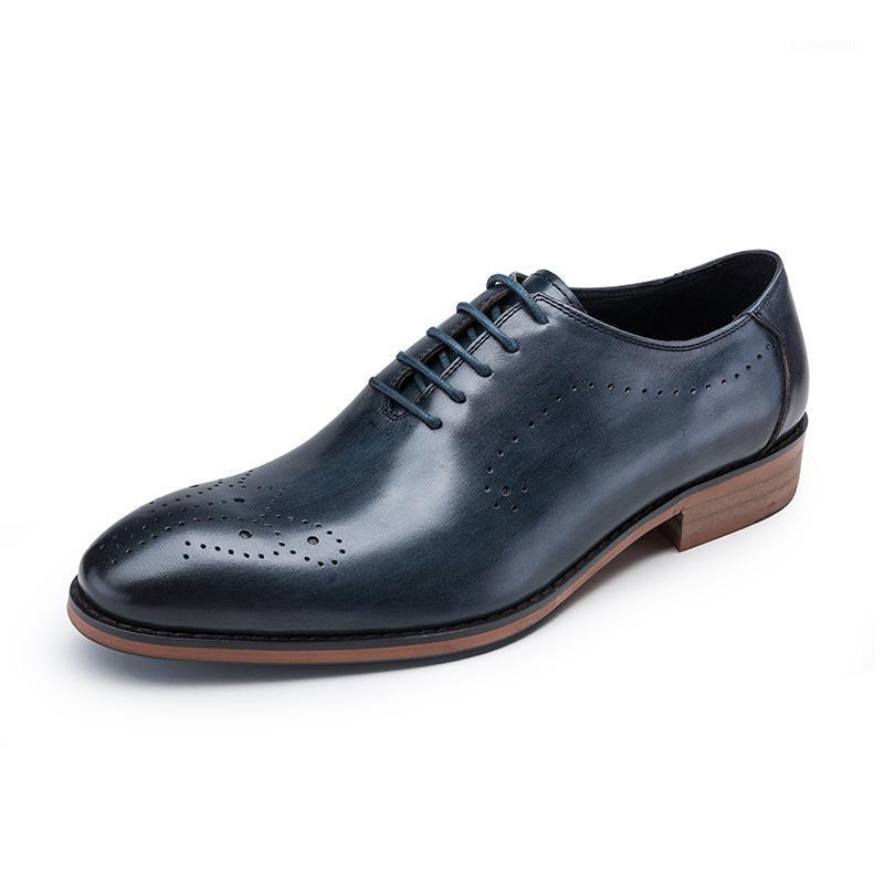 

Classic Lace Up Men Dress Shoes Genuine Leather Black Blue Formal Office Business Man Suit Footwear Party Sapato Masculino Wed1