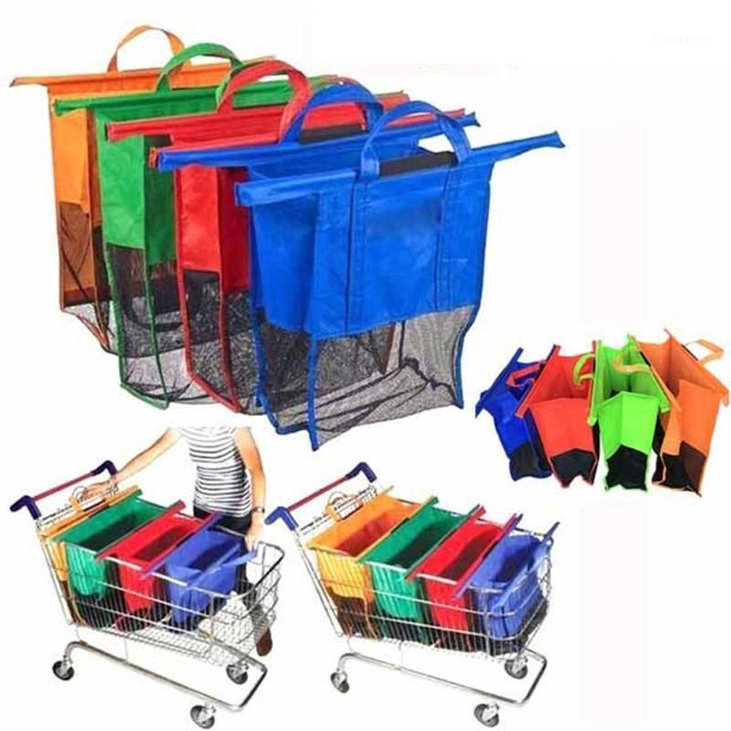 

Thicken Cart Trolley Supermarket 4pcs Shopping Bags Foldable Reusable Eco-Friendly Shop Handbag Totes for Women1