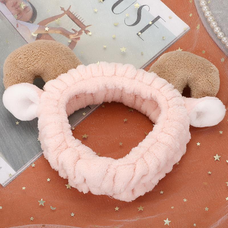 

Ladies Cosmetic Hair Band Wash Plush Lamb Horn Headband Elastic Soft Cartoon Horn Headband Ladies Household Bathroom Products1