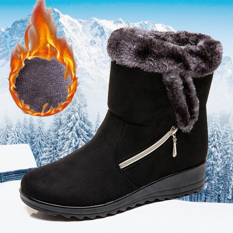 

Boots Female Winter 2020 Ankle Shoe For Womans Suede Retro Style Boots Zipper Fashion Ladies Shoes Chunky Casual Botas Mujer, Black