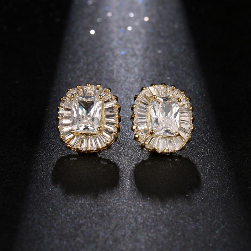 

2020 NoEnName_Null Fashion Style Cubic Zirconia Wedding Ring Earrings Gold Brand CZ Stone Jewelry Wholesale Women