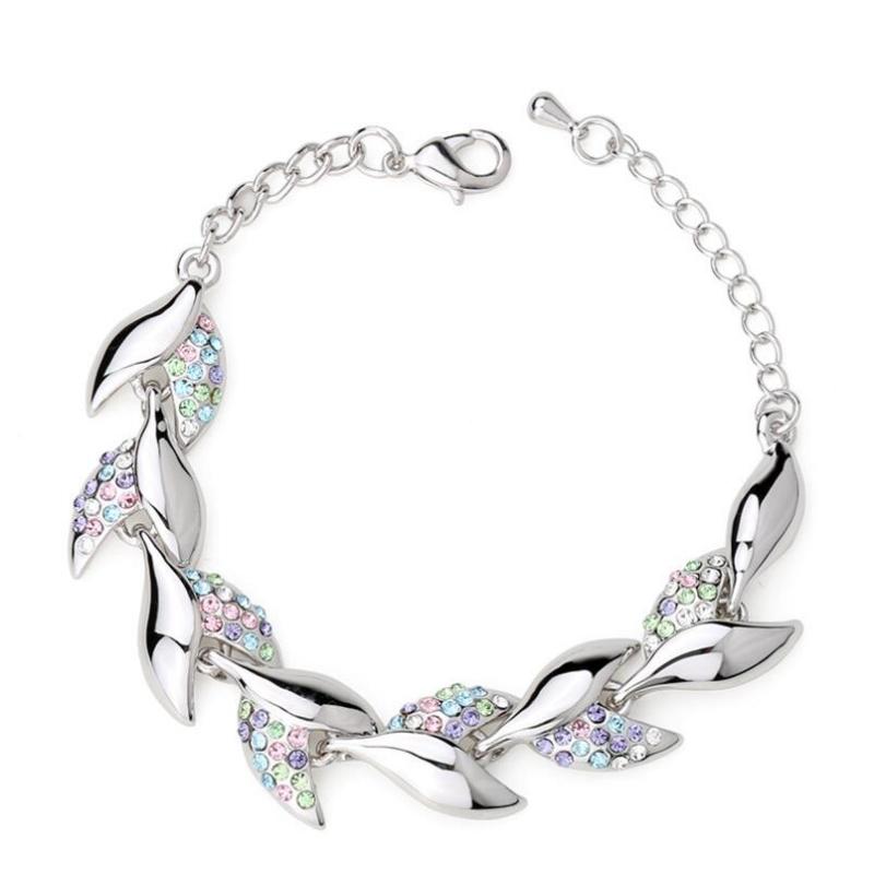 

Korean Trendy Clover Rhinestone Bracelet Fashion Brand Plant Crystal Chain & Link Bracelets For Women Classic Wedding Jewelry