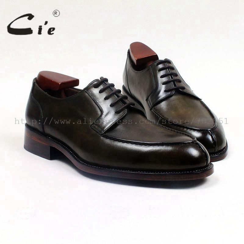 

cie round toe custom bespoke men shoe handmade leather men's shoe goodyear welted business working office calf leather flat D1591, As picture