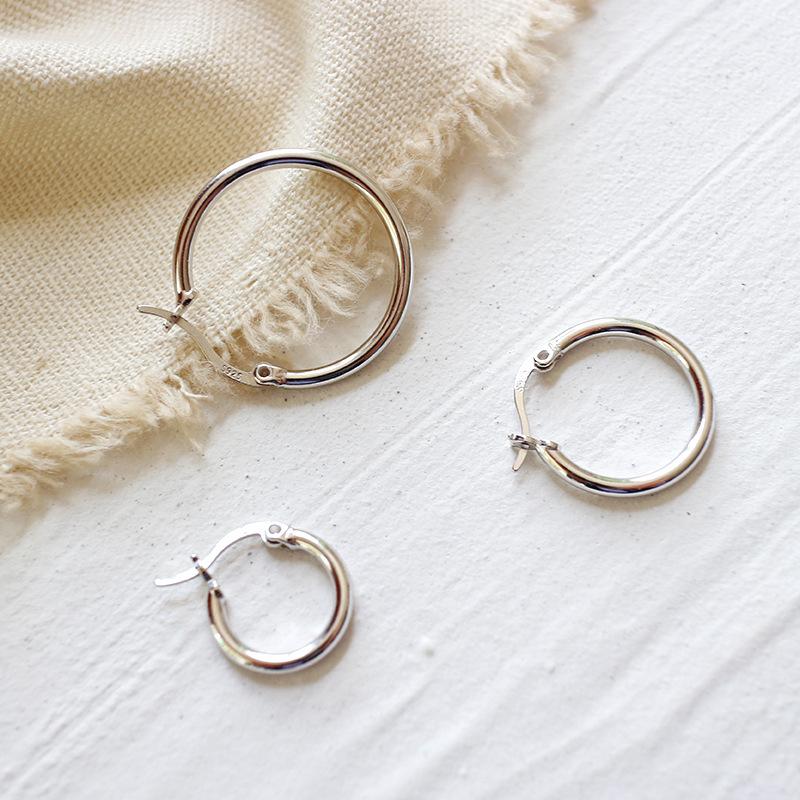 

925 sterling silver hollow circle hoop earrings for women fine jewelry, simple woman earrings hoops silver 925 accessories
