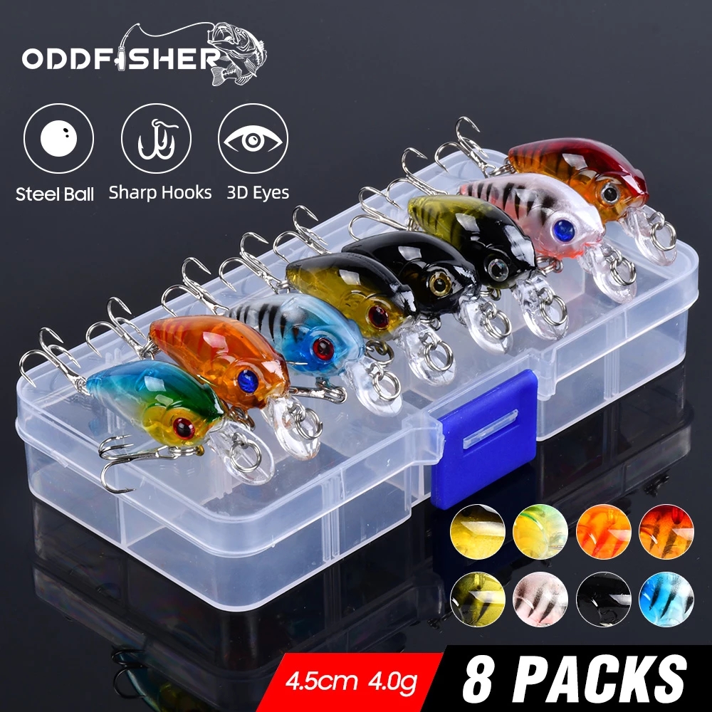 

8pcs/set 4cm 3.7g Mini Wobblers Crankbait Fishing Lure Artificial Bait Hard Floating Wobbler