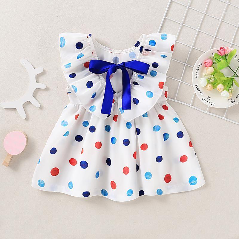 

Toddler Baby Girl Sleeveless Dot Print Princess Pageant Gown Party Dress (6M-3T) Children's Ruffled Polka Dot Baby Girl Dress1, White