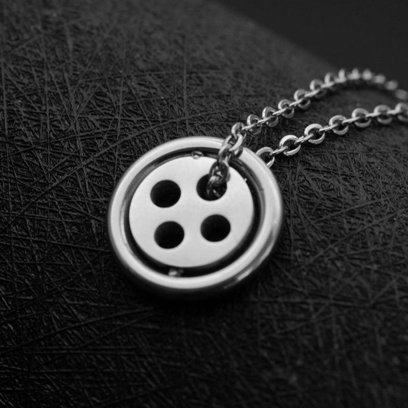 

Pendant Necklaces Fashion Titanium Steel Button Simple Stainless Round Jewelry, Silver
