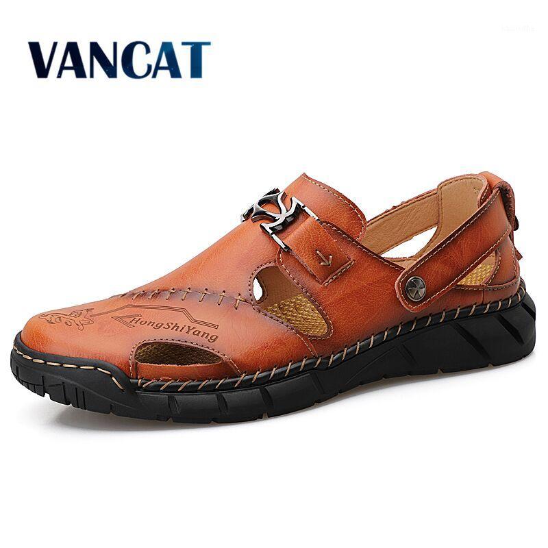 

2020 New Genuine Leather Men Sandals Summer Beach Sandals Soft Comfortable Outdoor Slippers Classic Roman Big Size 38-501, Black