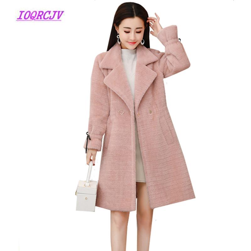 

2020 New Winter Women's Cotton Coat High Quality Women's Coat Furry Women Warm Autumn Solid Color Overcoat B121, Pink