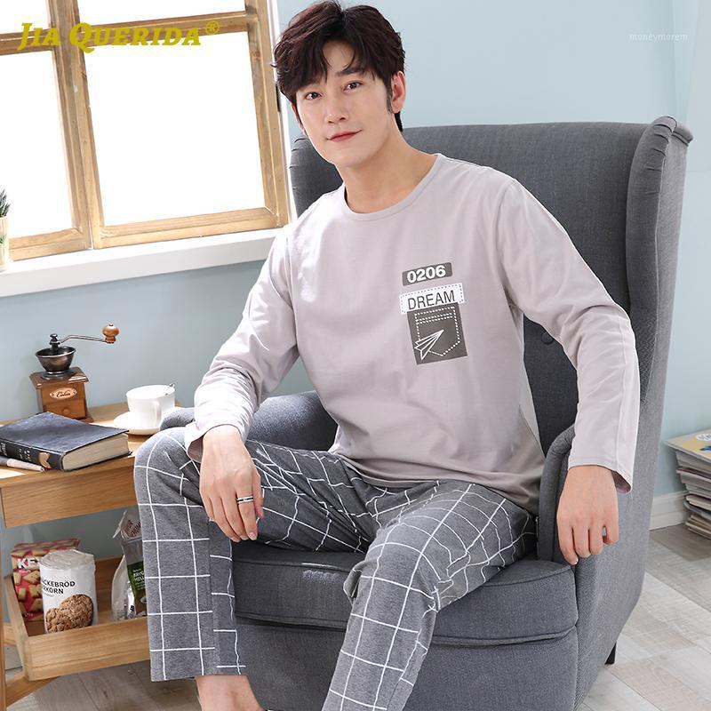 

Crew Neck Man Clothes Long Sleeve Long Pants Sleepwear Fashion Style Casual Style Man Clothes Pajamas for Plaid Printing1, 5881