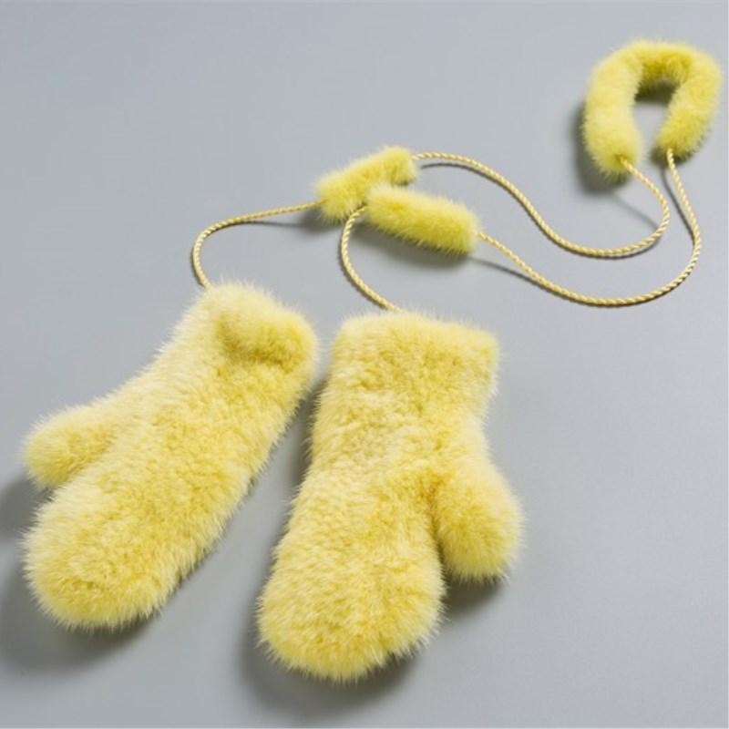 

Super Elastic Leather Hand Gloves With Removable Straps Winter Real Mittens High Quality Knitted Warm Goth Guantes