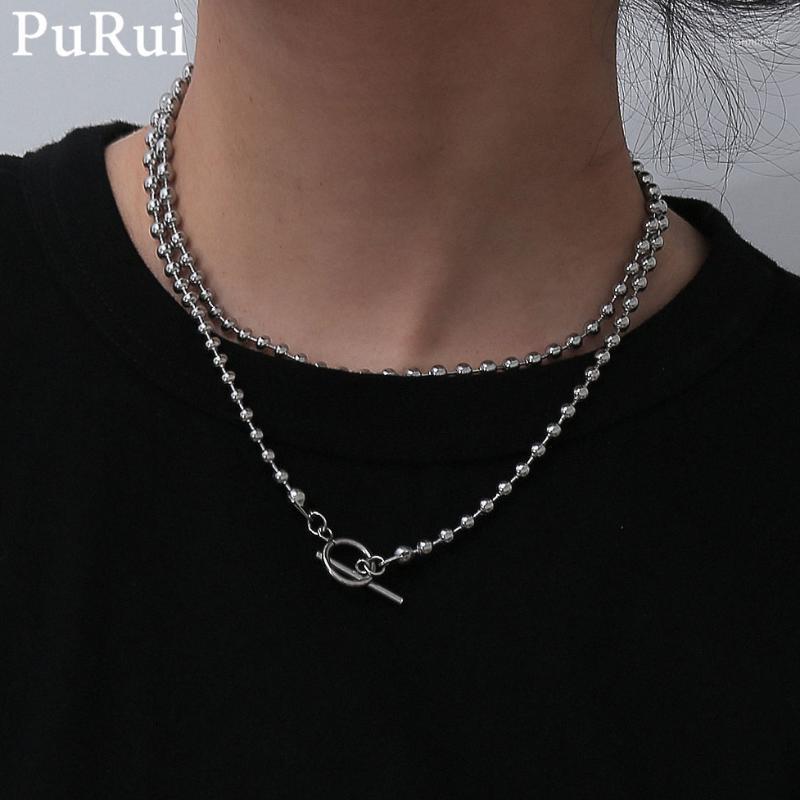 

Simple Stainless Steel Beads Chain Necklace for Women Punk Minilist Gothic Lariat Long Chain Hiphip Lovers Choker Necklace1
