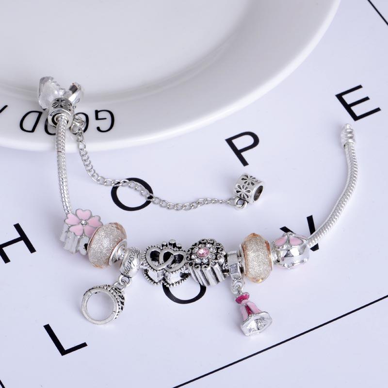 

style Pink sweet temperament crystal bracelet diy creative wild DIY beaded bracelet