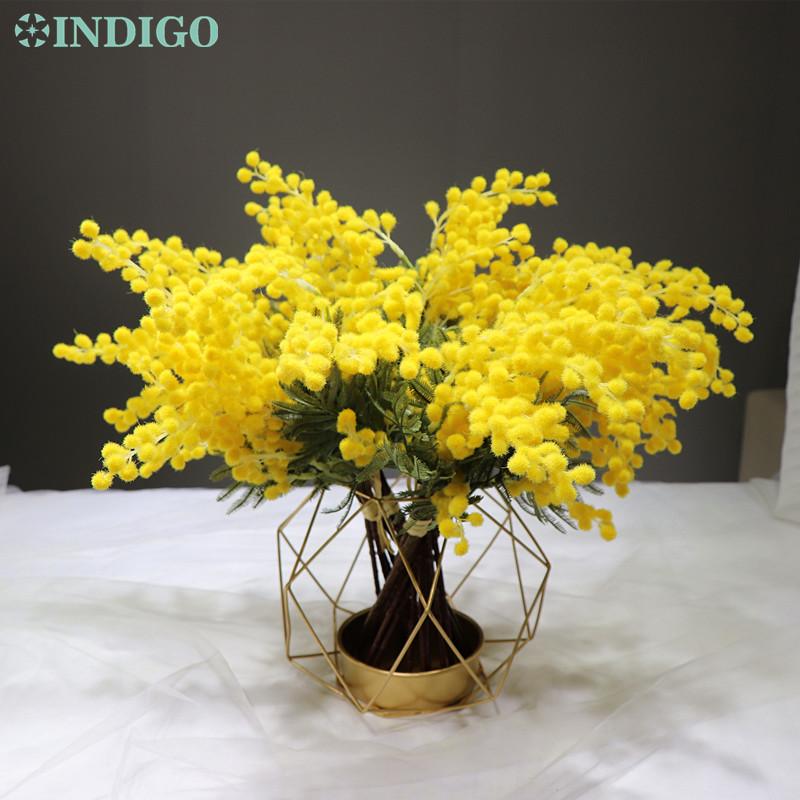 

INDIGO -Wholesales 200pcs Yellow Mimosa Bouquet Decoration Japanese Cherry Wedding Artificial Flower Floral Event Party Interior, 200 piece yellow