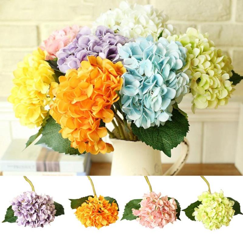 

5PCS Wedding Bride bouquet Silk artificial Flowers Faux Floral Flower Bouquet Hydrangea Party Decor Craft 3JU15