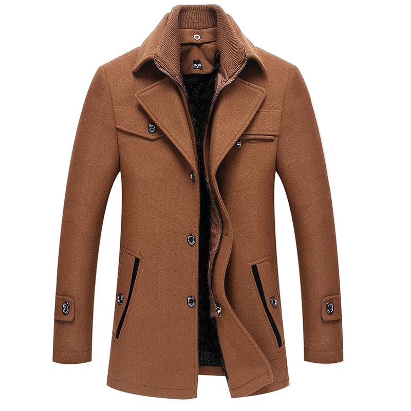 

Legible Winter Wool Jacket Men's High-quality Wool Coat Casual Slim Fit Coat Man Trench, Black
