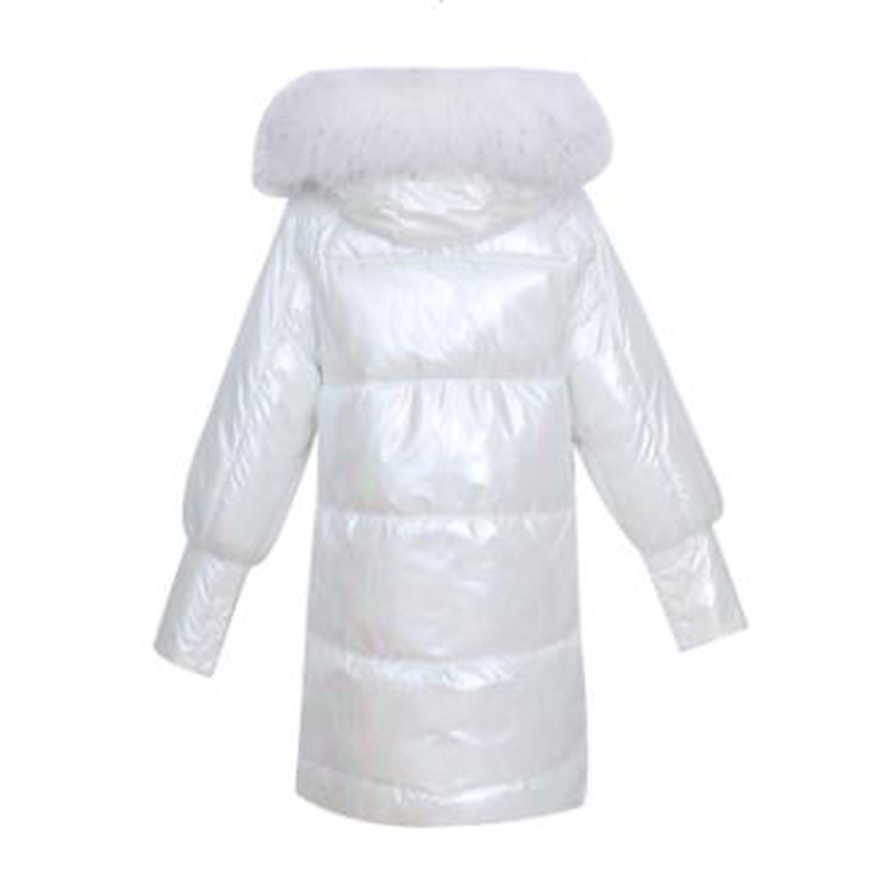 

Wholesale shiny women mid-length fur collar winter new casual hooded down padded jacket warm loose jacket, Purple