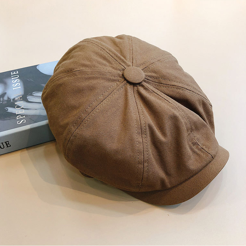 

Men Vintage Painter Beret Hats Summer Octagonal Newsboy Cap Cabbie Flat Hat -OPK, Black