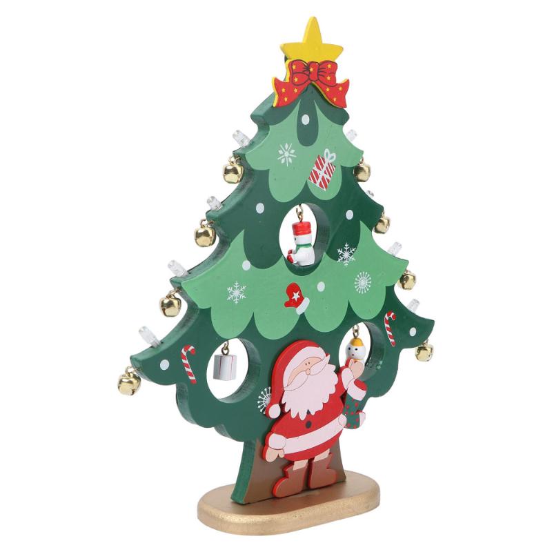 

Christmas Tree Shape Wooden Adornment with Lights Christmas Desktop Decoration