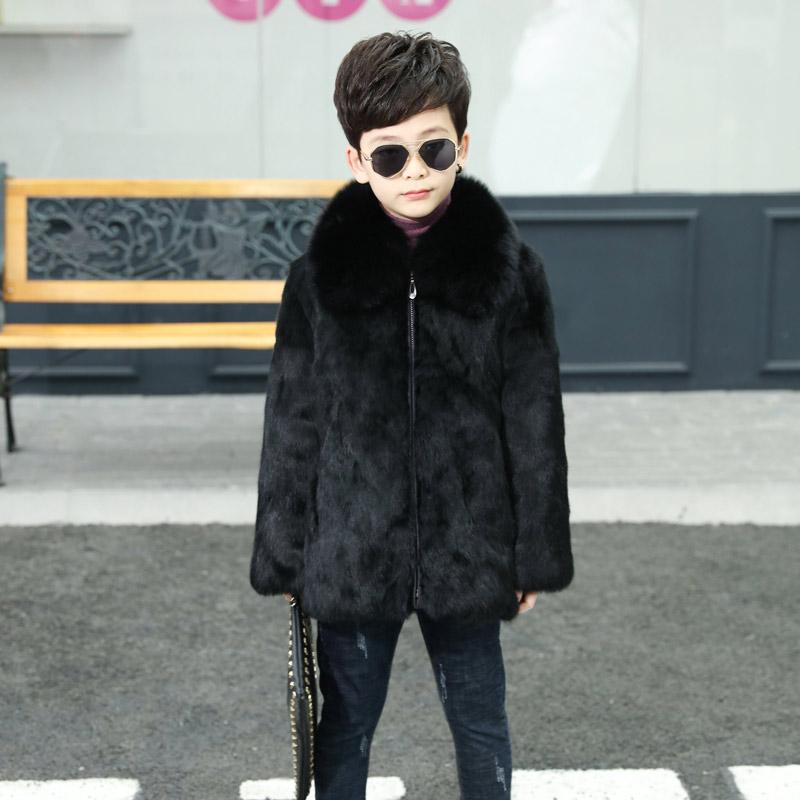

Children's natural leather fur fur collar jacket boys really whole leather long coat 2020 new offer
