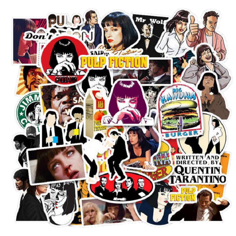 

50pcs/Lot Classic Movie Pulp Fiction Graffiti Sticker For Mobile Phone Laptop Luggage Suitcase Guitar Skateboard DIY Decal Stickers