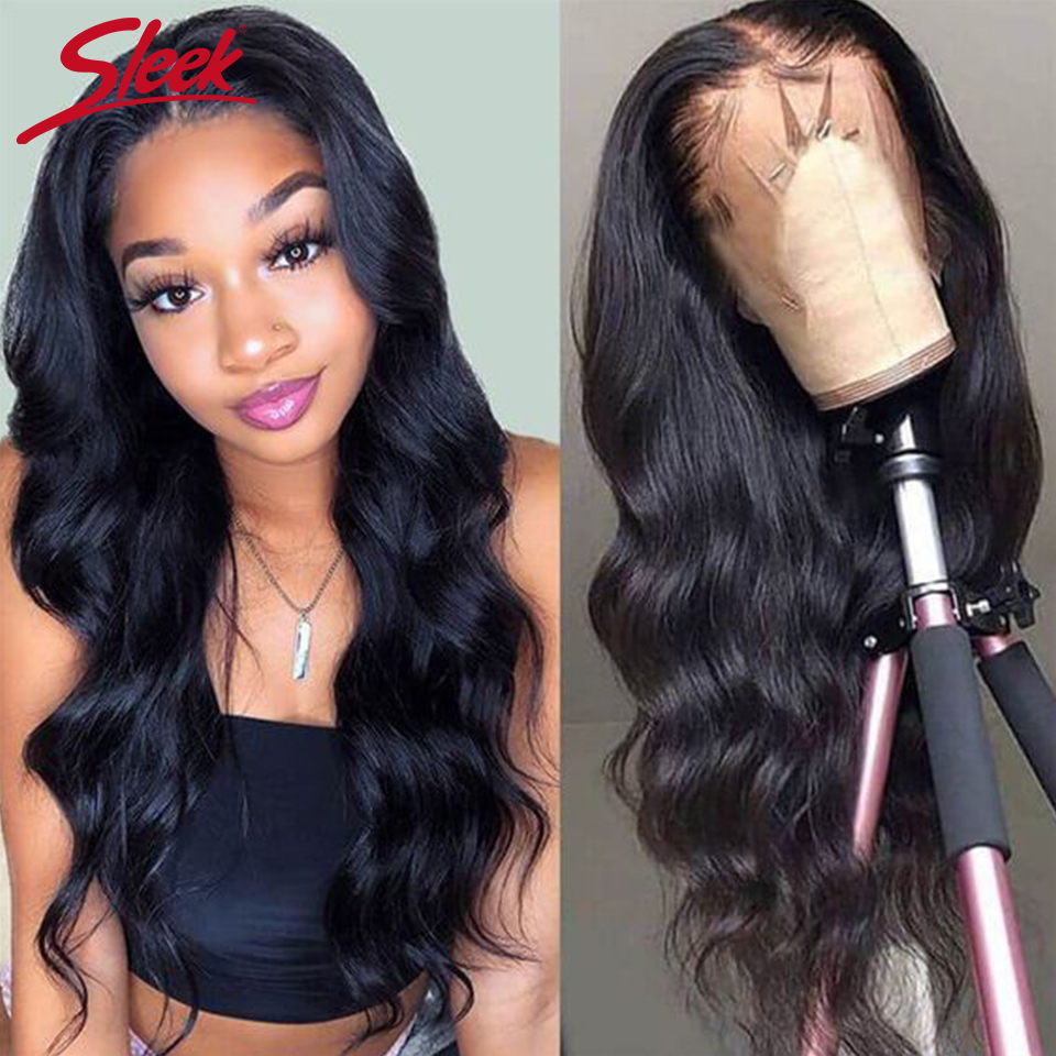 

Sleek Remy Body Wave Lace Front Human Hair Wig with Baby Hair Peruvian 13x4 Body Wave Lace Frontal Wig For Women 180% Density, As pic