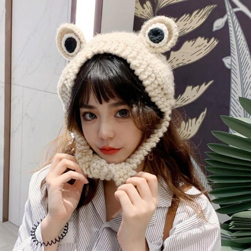 

Warm Frog Hat Beanies Knitted Winter Hat Skullies Knitted Wool Cap Costume Accessory Gifts Ear Protection Headband Earmuff, Green