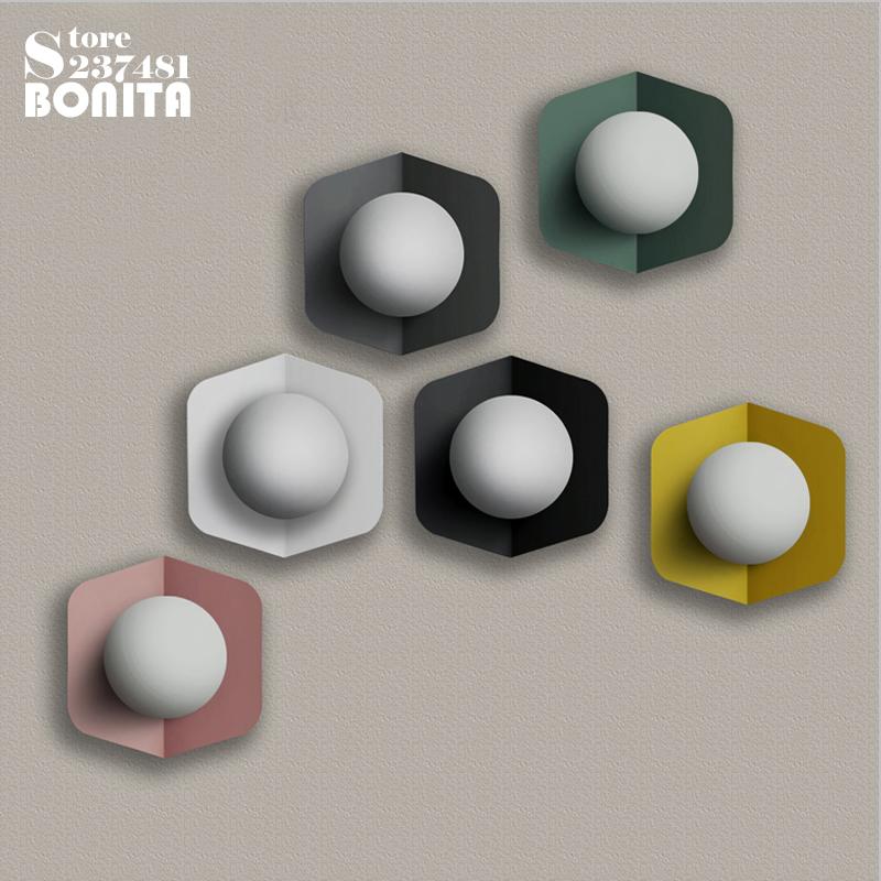 

Northern Europe Corridor Aisle Stairs Macaron Wall lights for bedroom Wall Mounted Ceiling Mounting Iron Glass Sconces Lamp