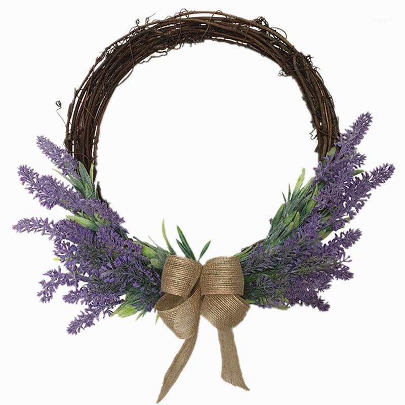 

Artificial Lavender Wreath Spring Door Wreath for Front Door Window Wall Garden Office Wedding Home Decor, in Purple1, Purple
