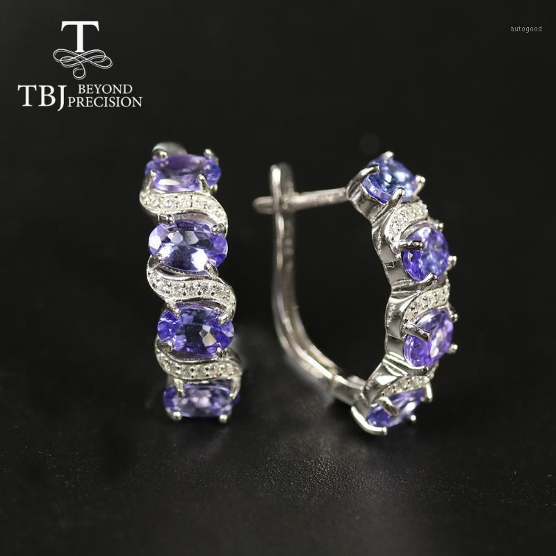 

Dangle & Chandelier TBJ,natural Blue Tanzanite Clasp Earring ,4ct Real Tanzania Color 6 Piece Oval 4*6mm 925 Sterling Silver Fine Jewelry Wo