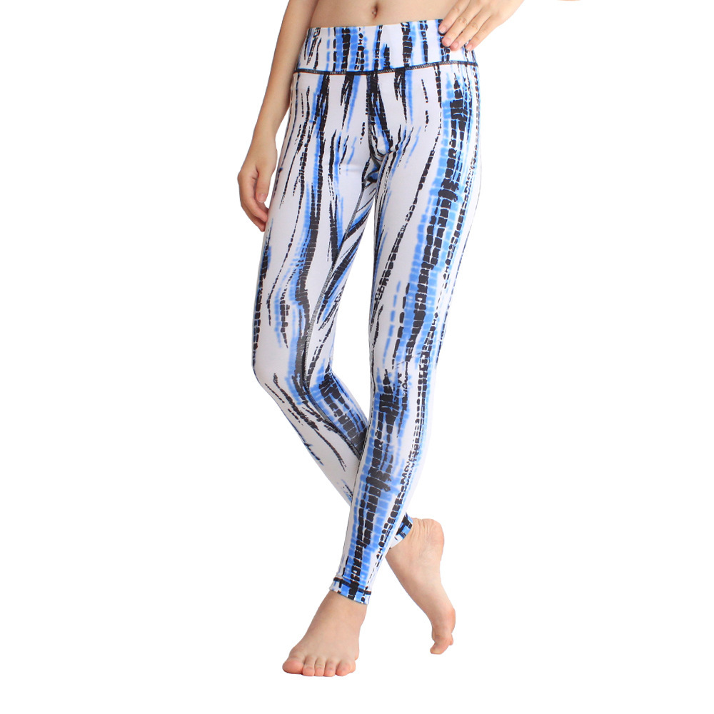 

New Digital Printing Yoga Pants Women's Sport Running Fast Dry And Breathable Tights Hip lifting Leggings, Blue