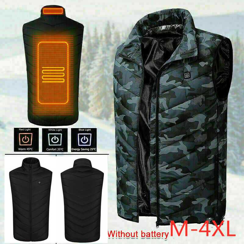 

Electric Vest Heated Jacket USB Four Enlarged Heating Areas Thermal Warm Heating Pad Winter Body Warmer Unisex, Black