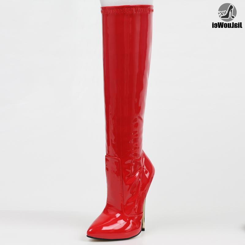 

new arrivals Red Patent Fetish Sexy High Stiletto Heel knee high boots Big size, Custom color