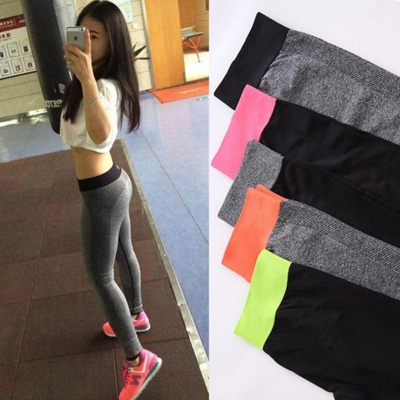 

4 Colours Women Yoga Pants Fitness Running Pants High Quality Stretched Workout Tights Sport Gym Leggings Free Shipping1, Black waistband