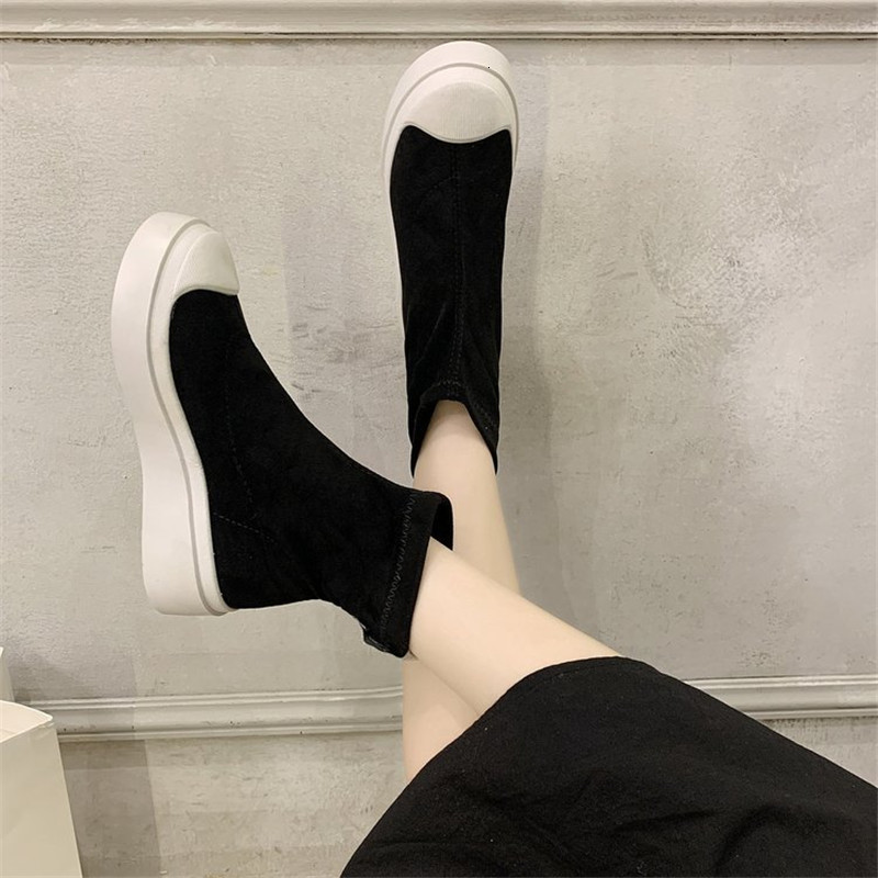 

2021 New Autumn Camuroza Women Shoes Anti-slip-resistant Ladies Wear Set Foot Short Fashion Western Boots 3Y50, Black
