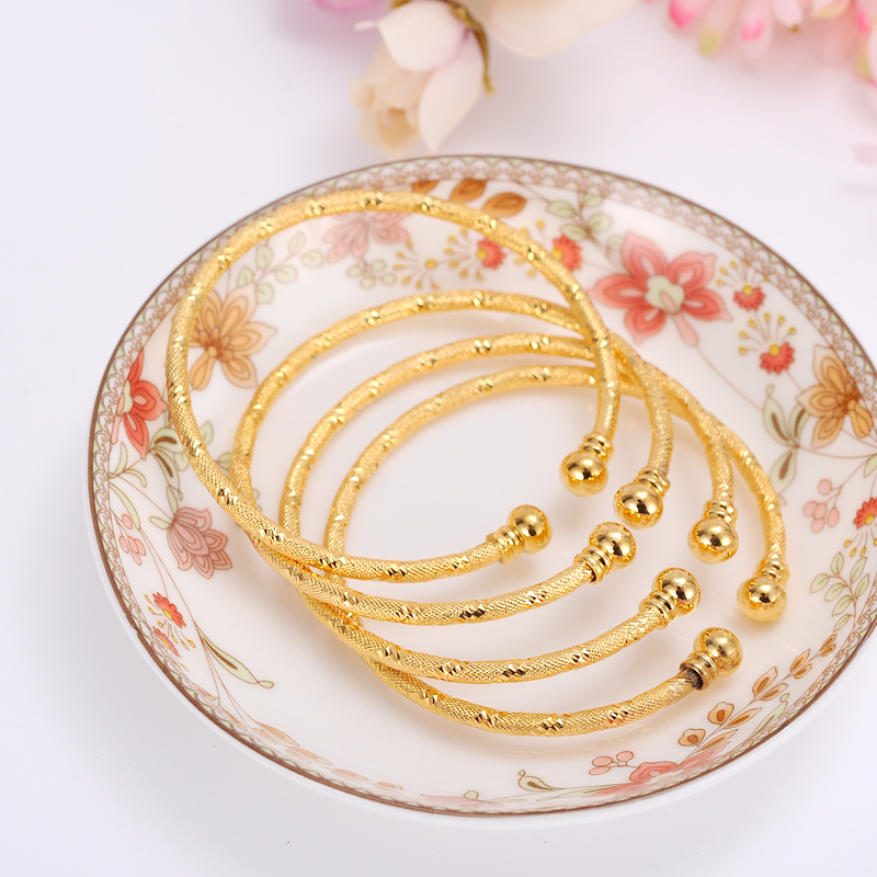 

Bangrui 2pcs/lot Fashion Style Dubai Gold Jewelry For women men girls kids Bangles & Bracelets Duba INDIA Africa Jewelry gift
